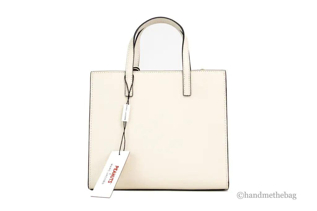 Marc Jacobs X Peanuts Small Ivory Leather Woodstock Tote - Evallys.com # #