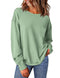 WIHOLL Womens Long Sleeve Shirts Fall Tops Casual Crewneck Loose with Pocket Trendy Clothes Balmy Green Small - Evallys.com # #