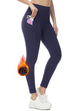 BALEAF Women's Fleece Lined Leggings Water Resistant Thermal Winter Warm Tights High Waisted with Pockets Running Gear 3X-Large Petite-25"-navy - Evallys.com