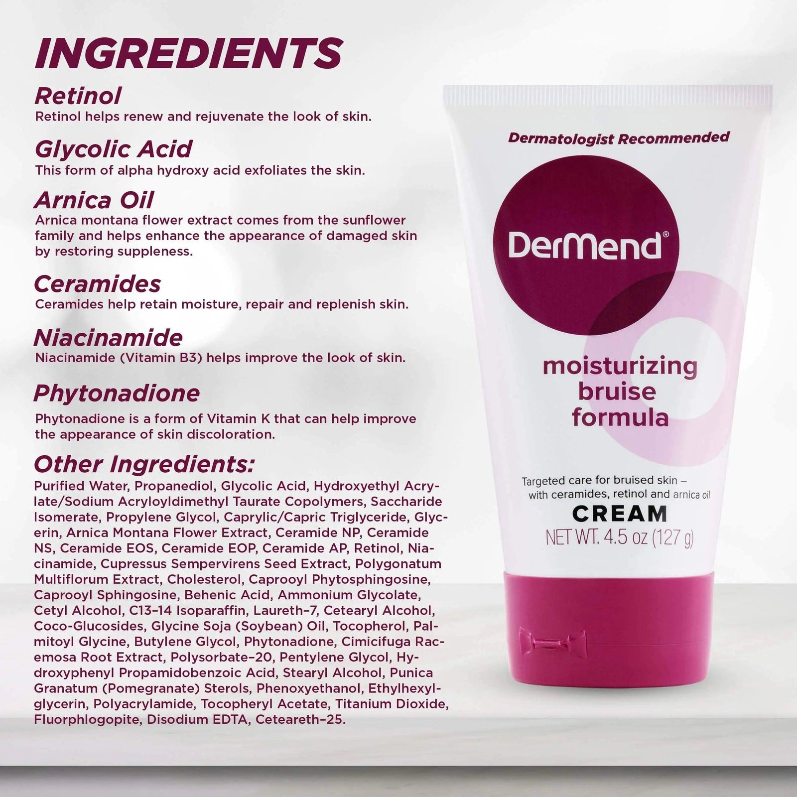 Dermend Arnica Bruise Cream with Vitamin K - Moisturizer for Bruising on Arms, Legs & Hands - 4.5 Oz 4.5 Fl Oz (Pack of 1) - Evallys.com # #