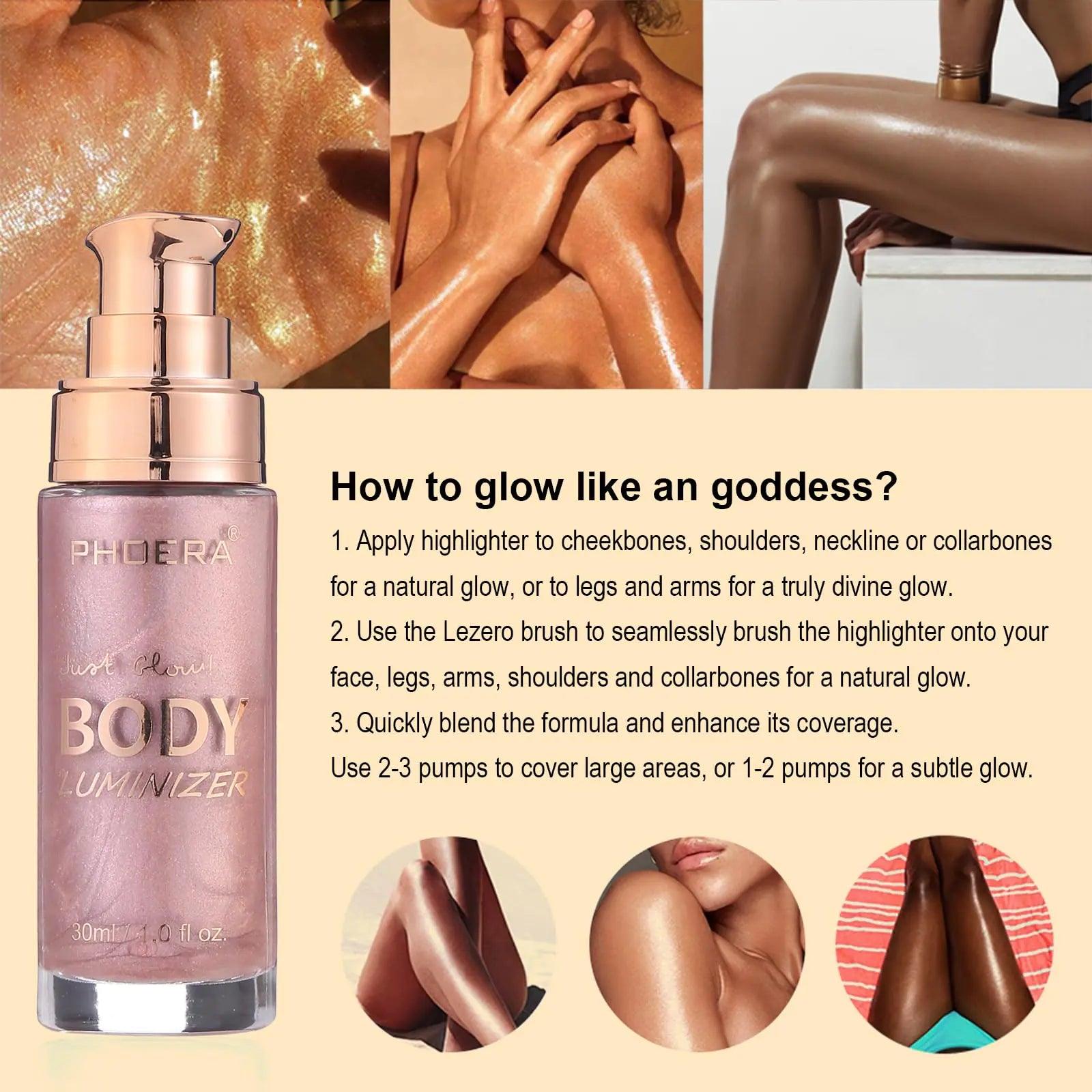 Body Shimmer Oil, Waterproof Long Lasting Moisturizing Bronze Body Luminizer Glow For Face & Body, Liquid Illuminator Body Highlighter 1oz/Jars, Makeup Brush Include (Sparkle Pink #04) Sparkle Pink #04 1 Fl Oz (Pack of 1) - Evallys.com # #