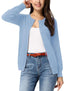 GRACE KARIN Women's Classic Long Sleeve Knit Cardigan Sweaters Casual Open Front Button Down Cardigan S-3XL Medium Light Blue - Evallys.com # #