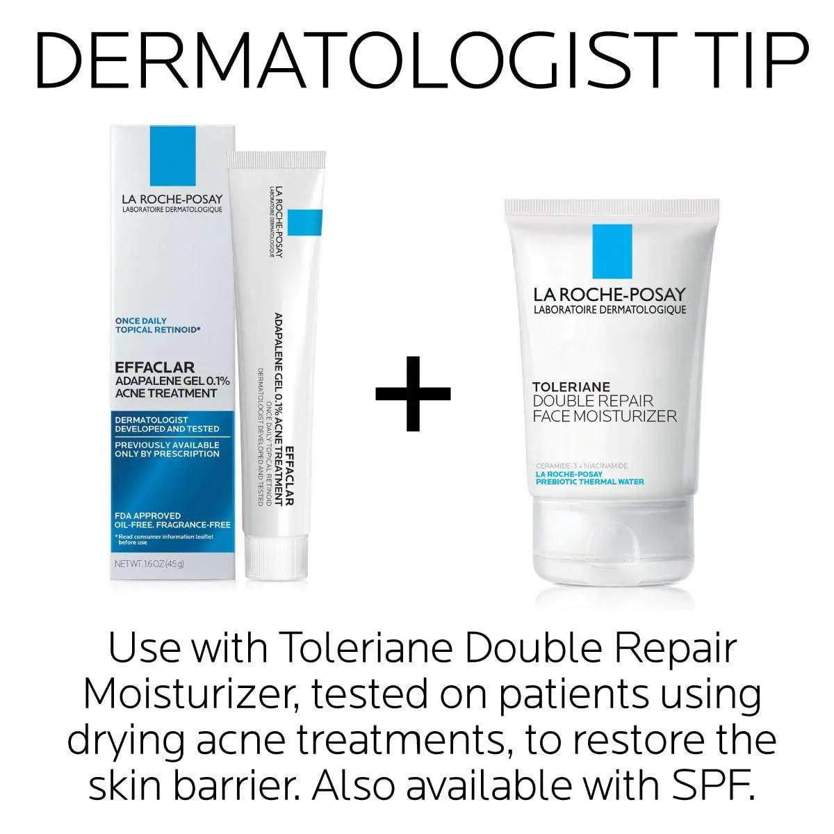 La Roche-Posay Effaclar Adapalene Gel 0.1% Acne Treatment | Retinoid Acne Cream | Acne Medication | Acne Gel For Blackheads & Whiteheads | Oil Free | Helps Clear And Prevent Acne & Clogged Pores - Evallys.com # #