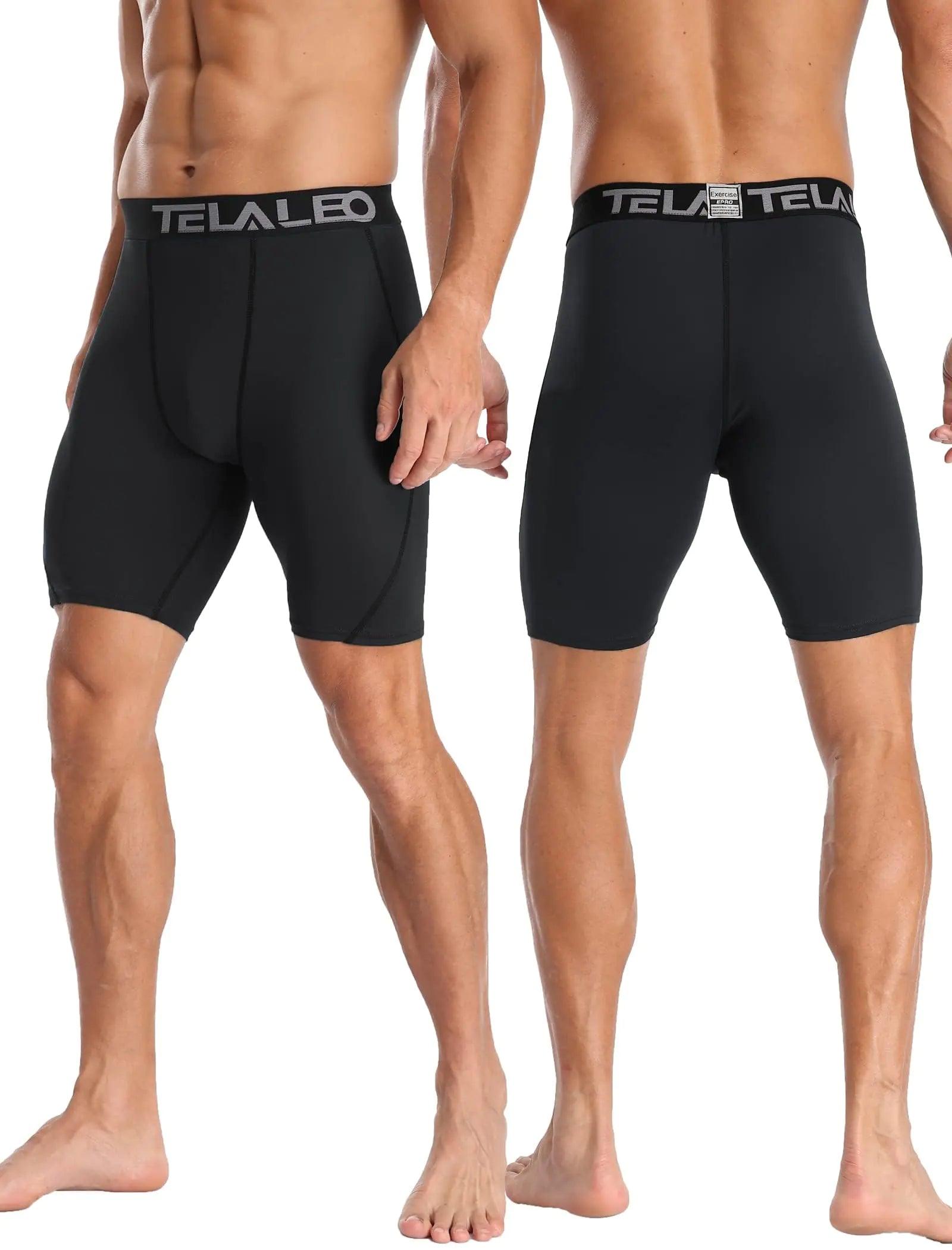 TELALEO 5/6 Pack Compression Shorts Men Spandex Sport Shorts Athletic Workout Running Performance Baselayer Underwear Black(6pcs) Small - Evallys.com # #