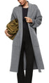 Womens Long Sleeve Maxi Cardigan Open Front Oversized Knitted Sweater Coat Casual Lapel Warm Overcoat with Pockets Small Stone Grey - Evallys.com # #