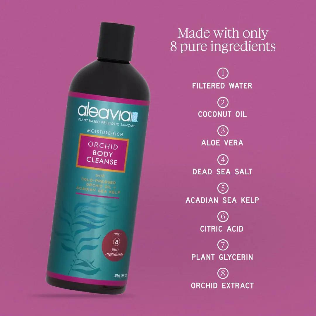 Aleavia Body Cleanse – Organic & All-Natural Prebiotic Body Wash with Pure Cold-Pressed Orchid Oil – Nourish Your Skin Microbiome – 16 Oz - Evallys.com # #