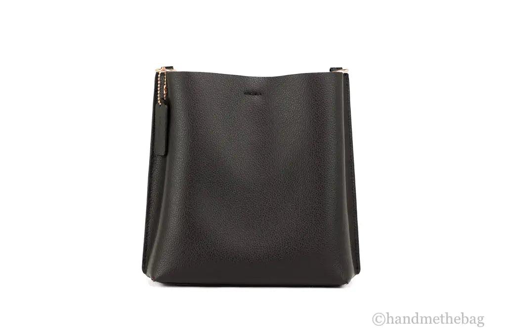 Coach (CA177) Mollie 22 Small Black Doublefaced Leather Bucket Crossbody Handbag - Evallys.com # #