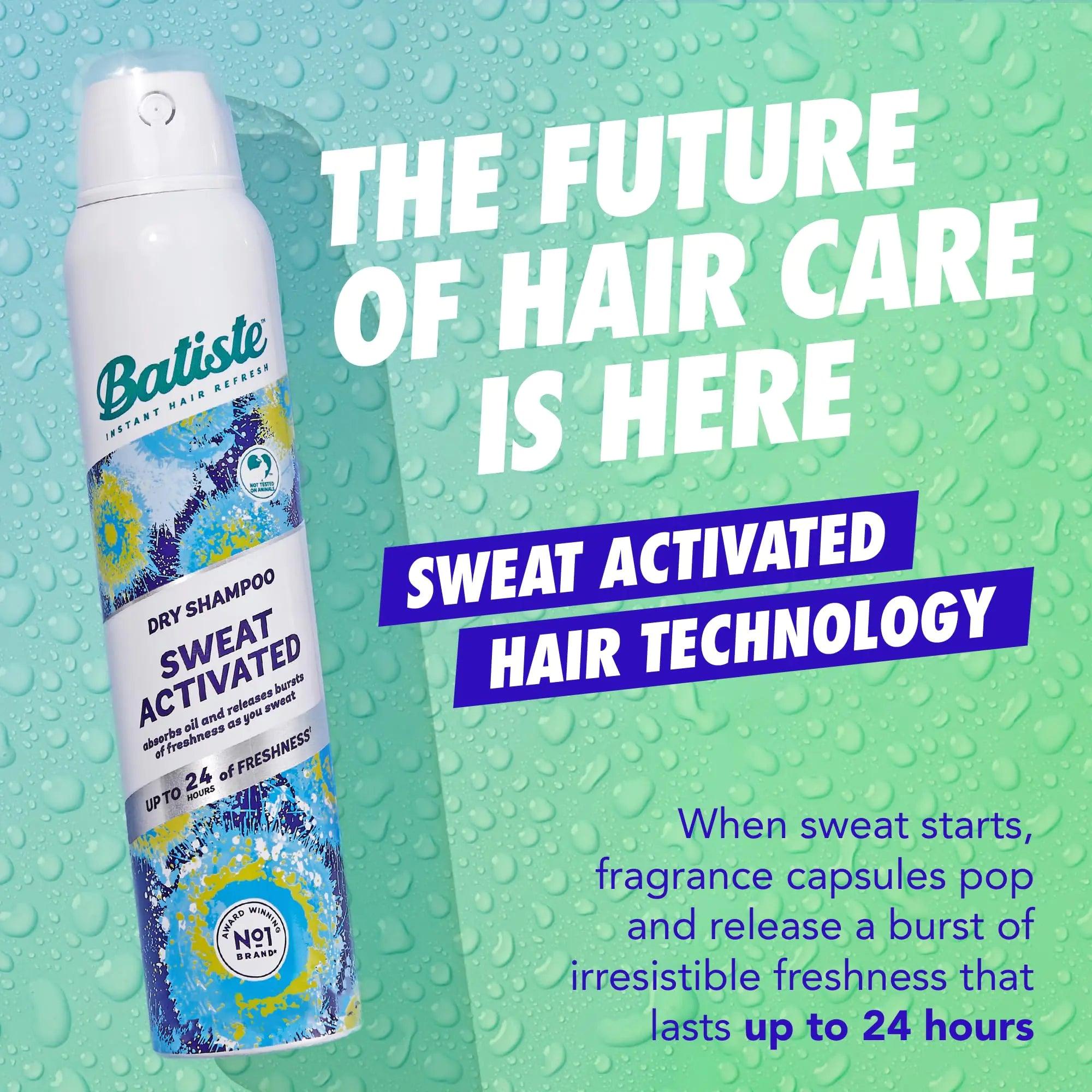 Batiste Sweat Activated Dry Shampoo, Neutralizes Odor for Up to 24 Hours & Prevents Sweat Buildup in Hair, Waterless Shampoo, 3.81 Oz - Evallys.com # #