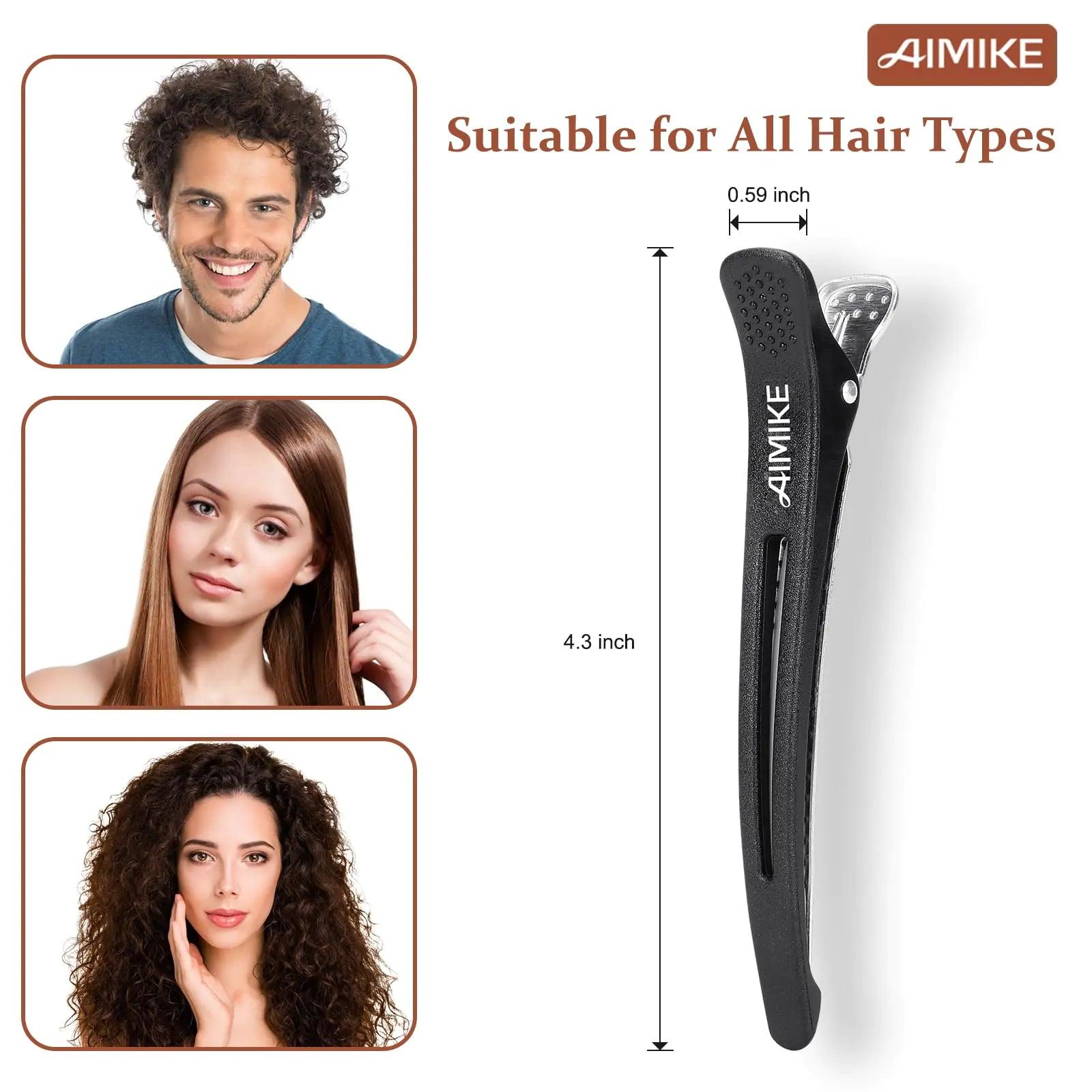 AIMIKE Hair Clips for Styling and Sectioning - 6 Pack Non-Slip Clips with Silicone Band, No-Trace Design for Thick and Thin Hair 6 Hair Clips - Evallys.com # #