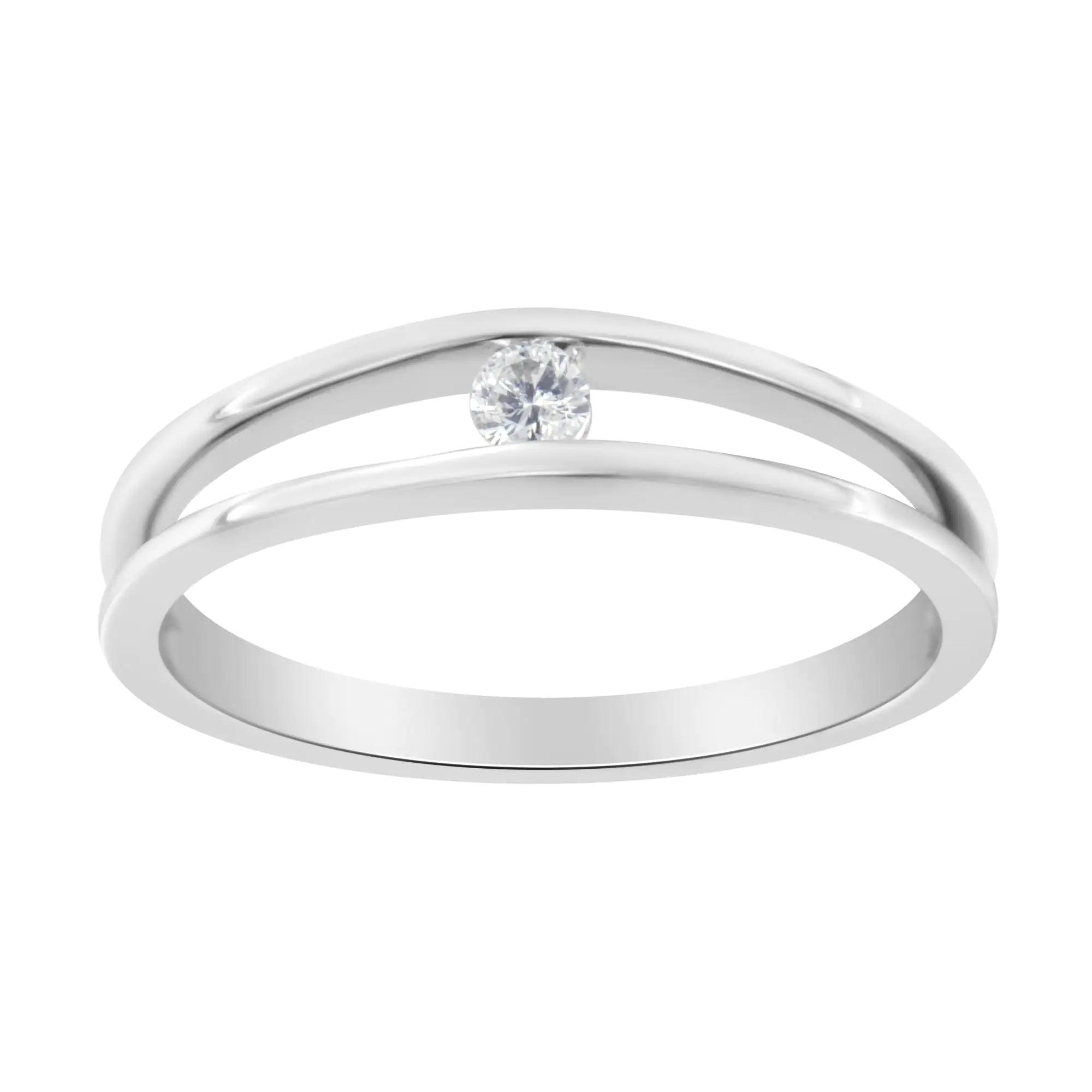 10K White Gold Diamond Promise Ring (1/10 Cttw, H-I Color, I1-I2 Clarity) - Evallys.com # #