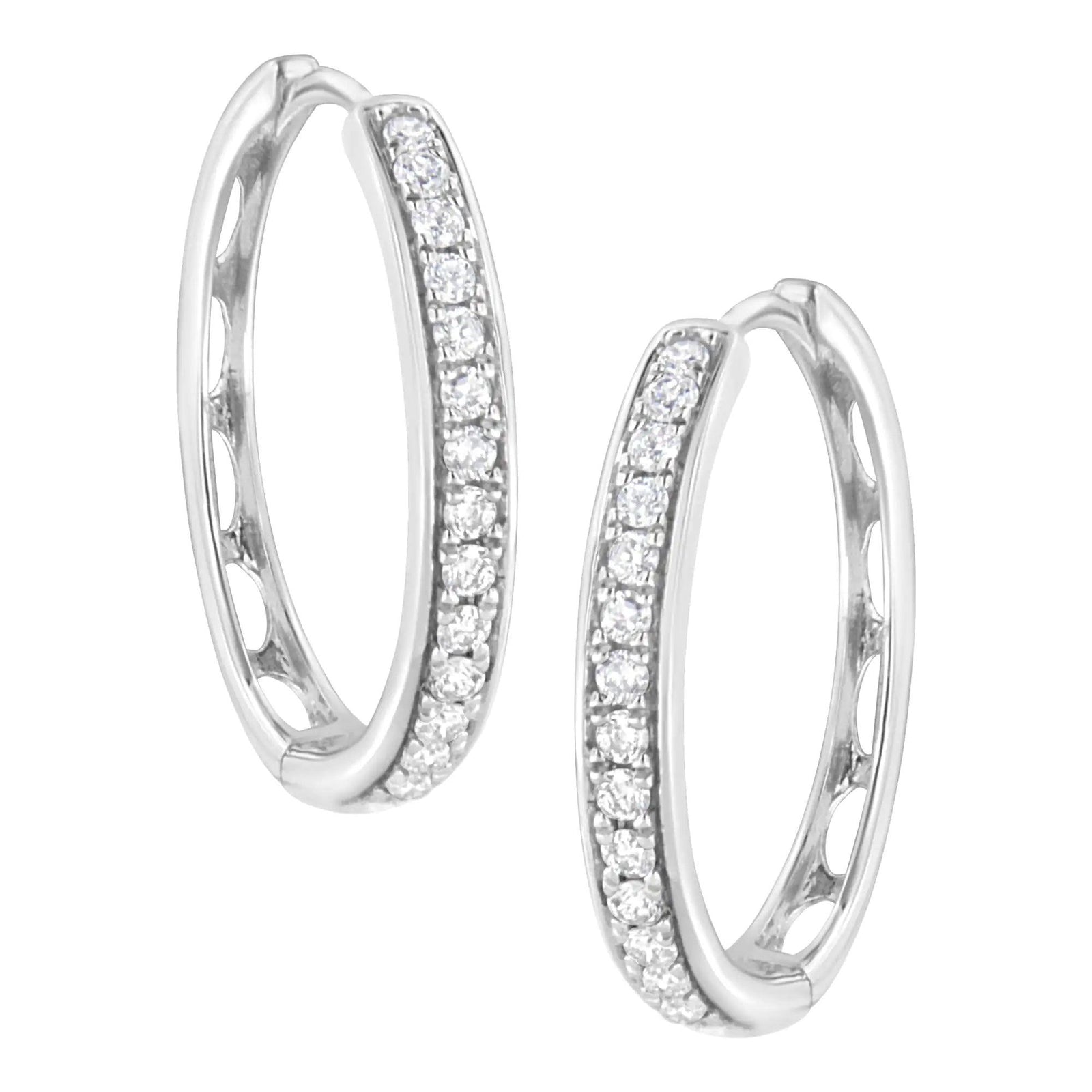 .925 Sterling Silver 1/2 cttw Lab Grown Diamond Hoop Earring (F-G Color, VS2-SI1 Clarity) - Evallys.com # #