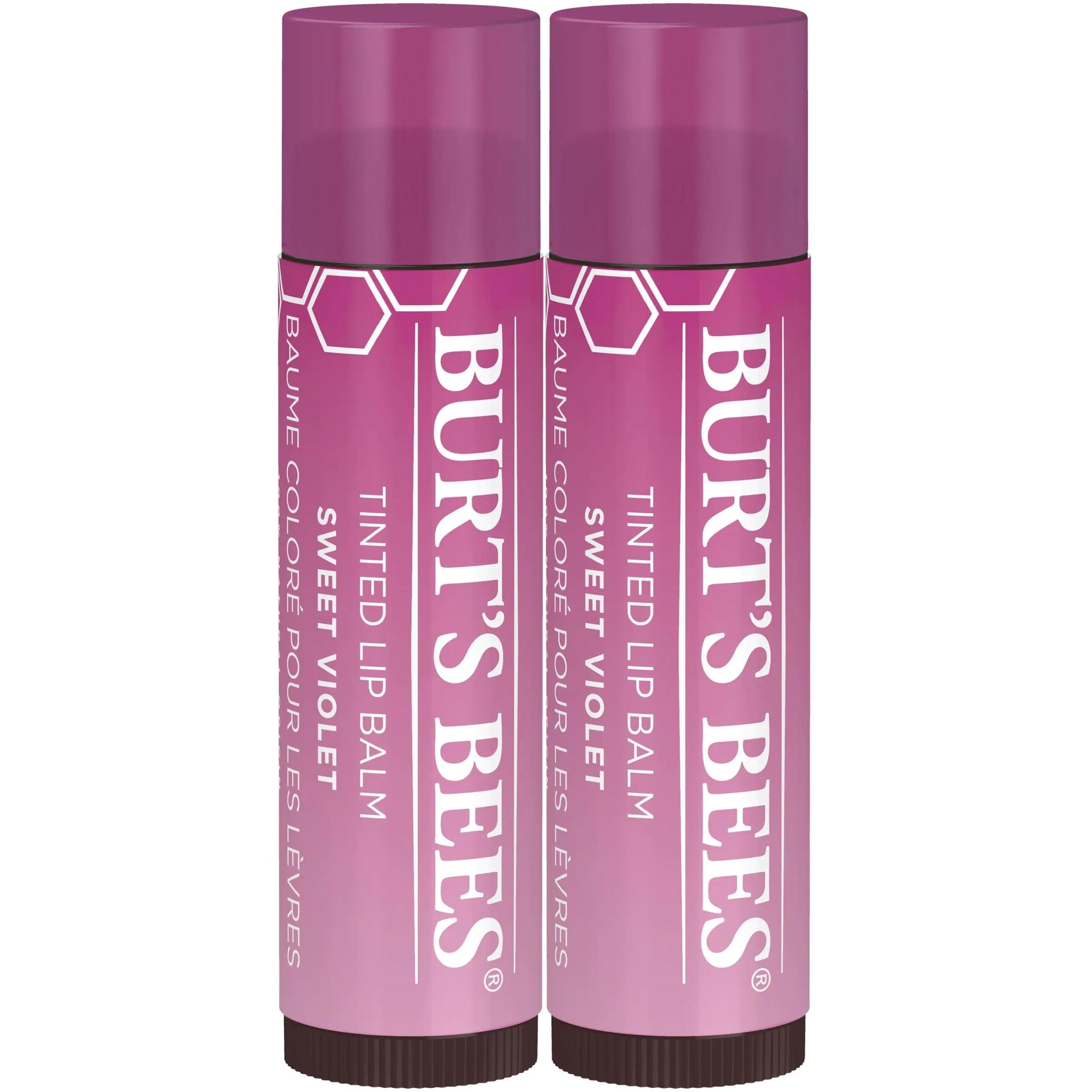 Burt's Bees Lip Tint Balm with Long Lasting 2 in 1 Duo Tinted Balm Formula, Color Infused with Deeply Hydrating Shea Butter for a Natural Looking Buildable Finish, Sweet Violet (2-Pack) - Evallys.com # #