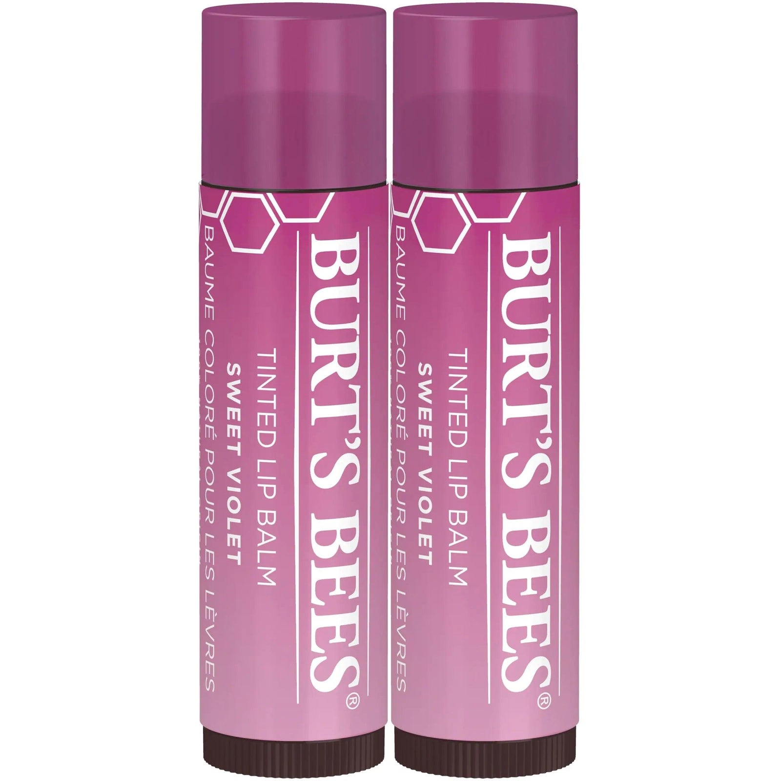 Burt's Bees Lip Tint Balm with Long Lasting 2 in 1 Duo Tinted Balm Formula, Color Infused with Deeply Hydrating Shea Butter for a Natural Looking Buildable Finish, Sweet Violet (2-Pack) - Evallys.com # #