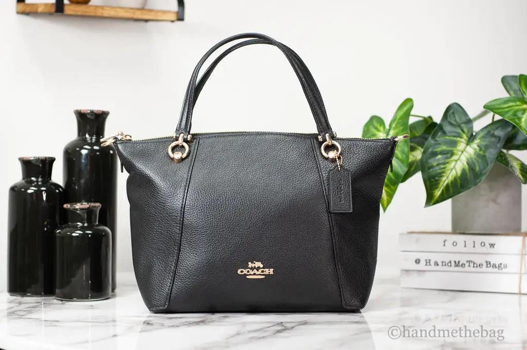 Coach Kacey Black Leather Top Zip Satchel Crossbody Bag - Evallys.com # #