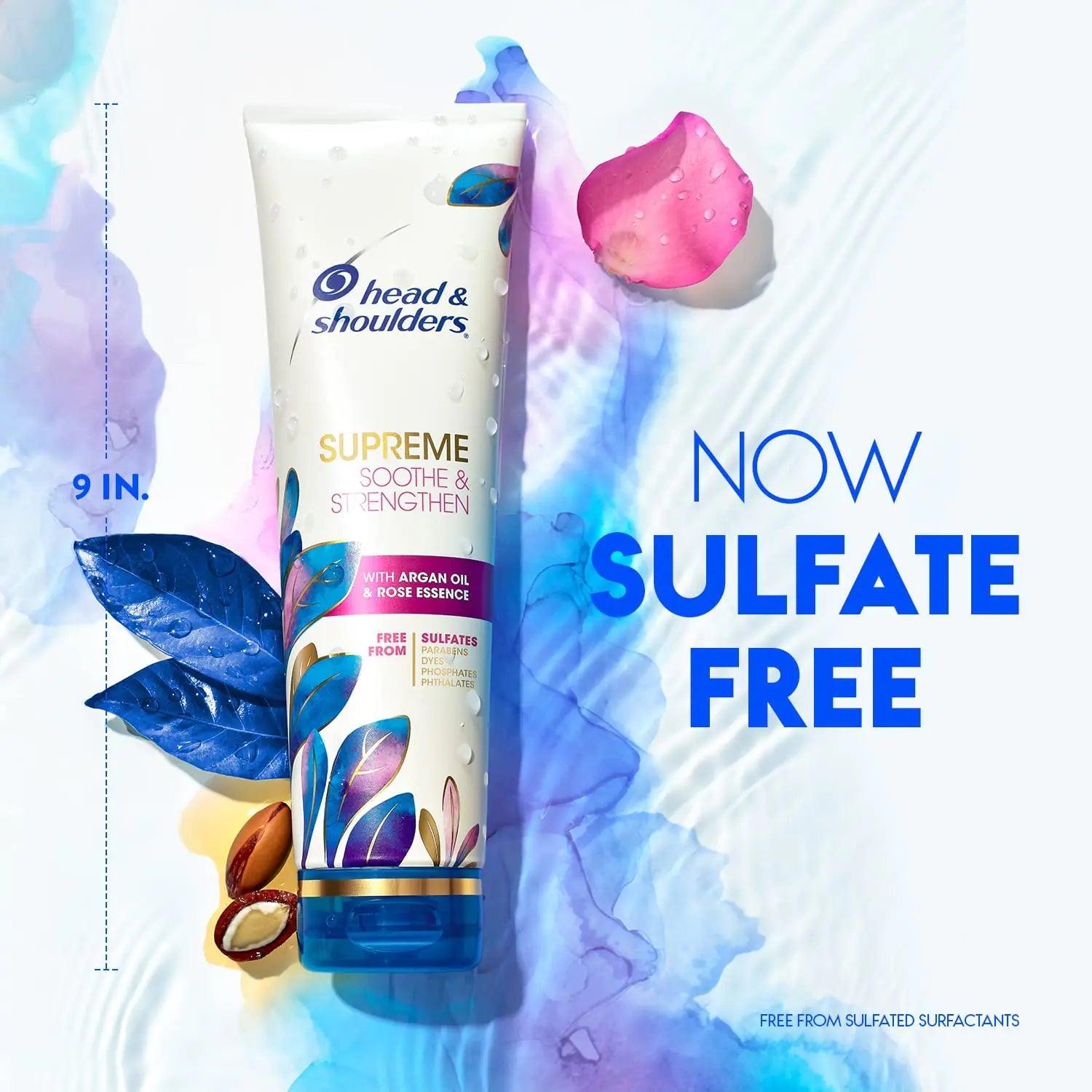 Head & Shoulders Supreme Sulfate Free Shampoo and Conditioner Set for Dry Scalp and Dandruff Treatment, Soothe and Strengthen with Argan Oil and Rose Essence, 21.2 Fl Oz - Evallys.com # #