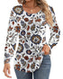 Ficerd Women's Puff Long Sleeve Tunic Tops Pleated Crew Neck Blouses Dressy Casual Loose Fit Fall and Winter Shirts Pink Floral Large - Evallys.com
