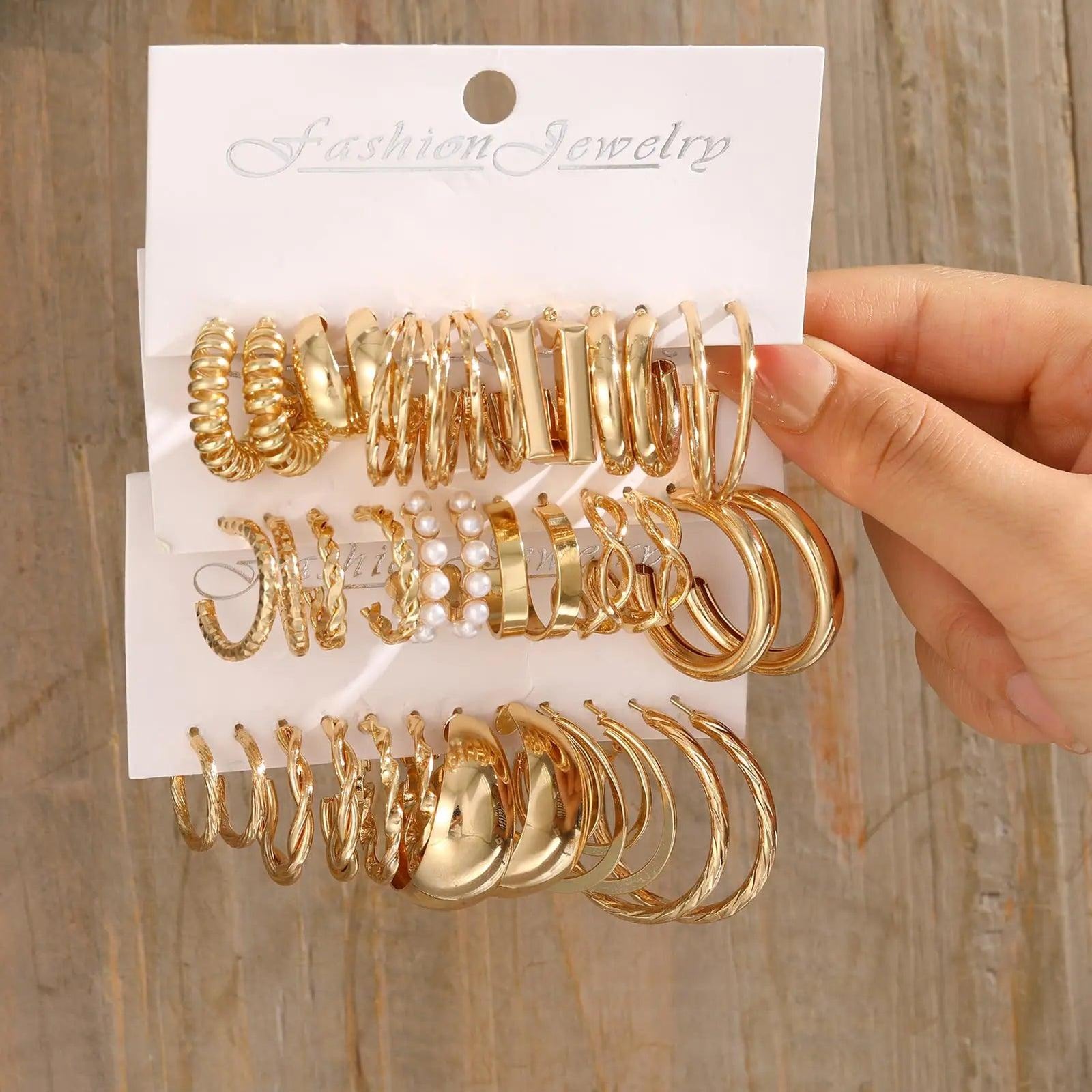 36 Pairs Gold Hoop Earrings Set for Women, Fashion Chunky Gold Hoop Earrings Multipack, Hypoallergenic Pearl Chain Twisted Statement Earring Pack for Birthday Party Jewelry D-gold-36 pcs - Evallys.com # #