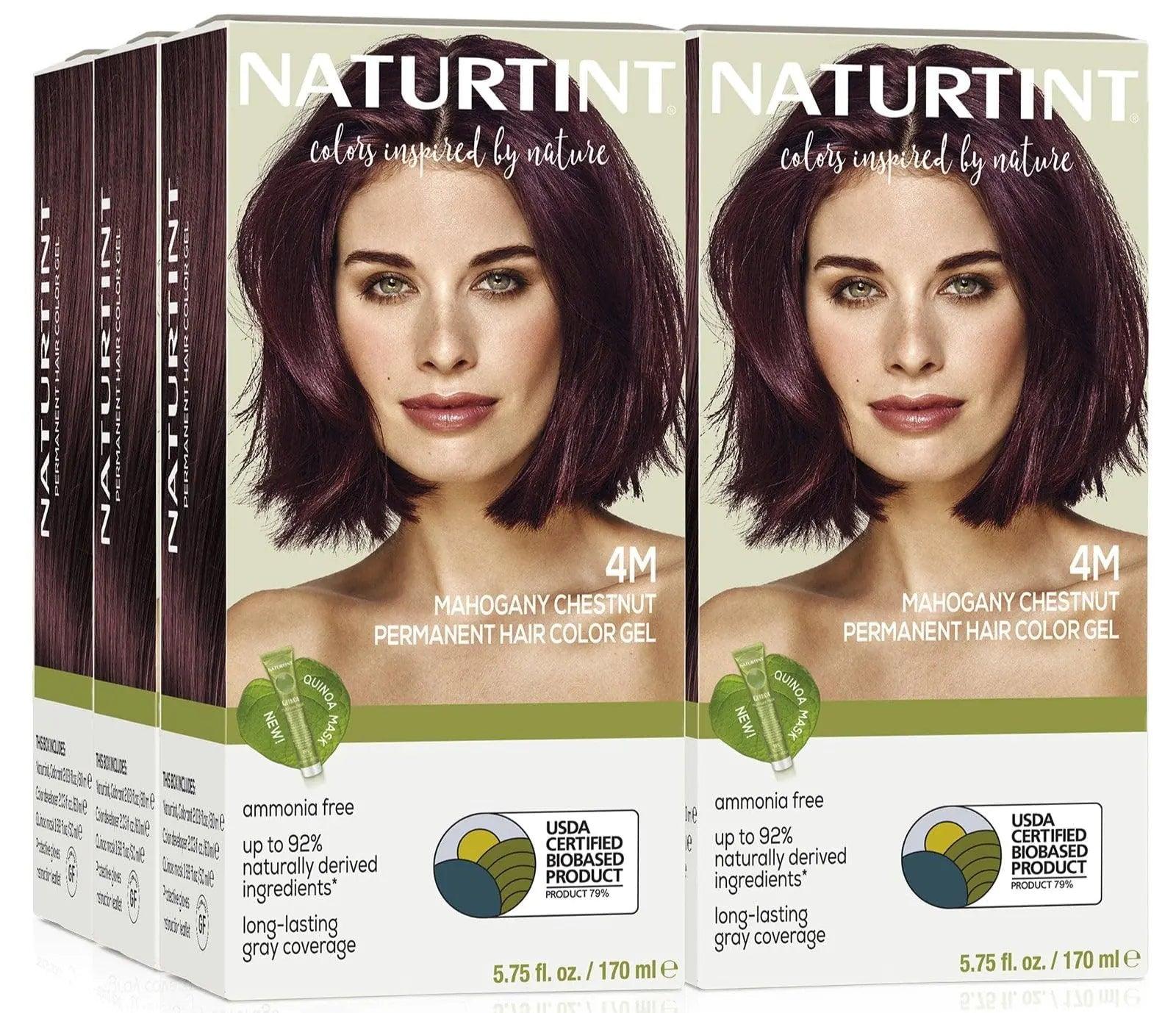 Naturtint Permanent Hair Color 4M Mahogany Chestnut (Pack of 6), Ammonia Free, Vegan, Cruelty Free, up to 100% Gray Coverage, Long Lasting Results - Evallys.com # #