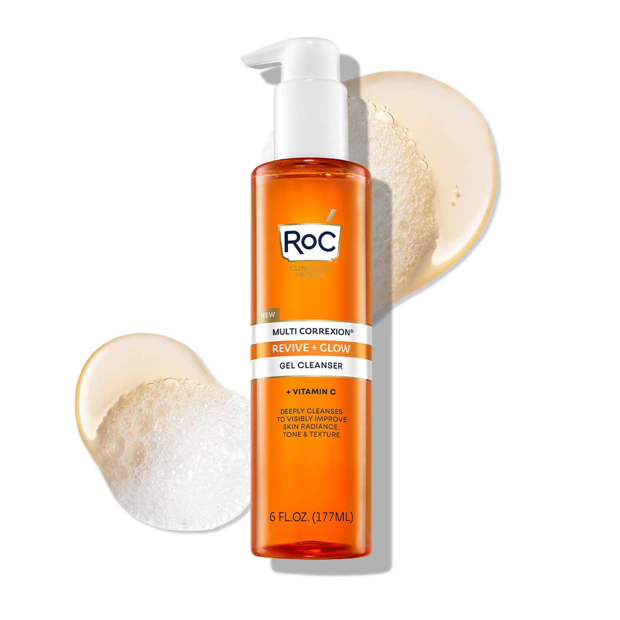 RoC Multi Correxion Revive + Glow Gel Facial Cleanser With Vitamin C, & Glycolic Acid, Paraben-Free, Sulfate-Free Skin Care, 6 Ounces - Evallys.com # #