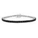 .925 Sterling Silver 3.0 Cttw Miracle-Set Treated Black Diamond Round Miracle Plate Tennis Bracelet (Black Color, I3 Clarity) - 7.25" - Evallys.com # #