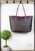 Coach (5696) Graphite Brown Dark Magenta Coated Canvas City Tote Shoulder Bag - Evallys.com # #