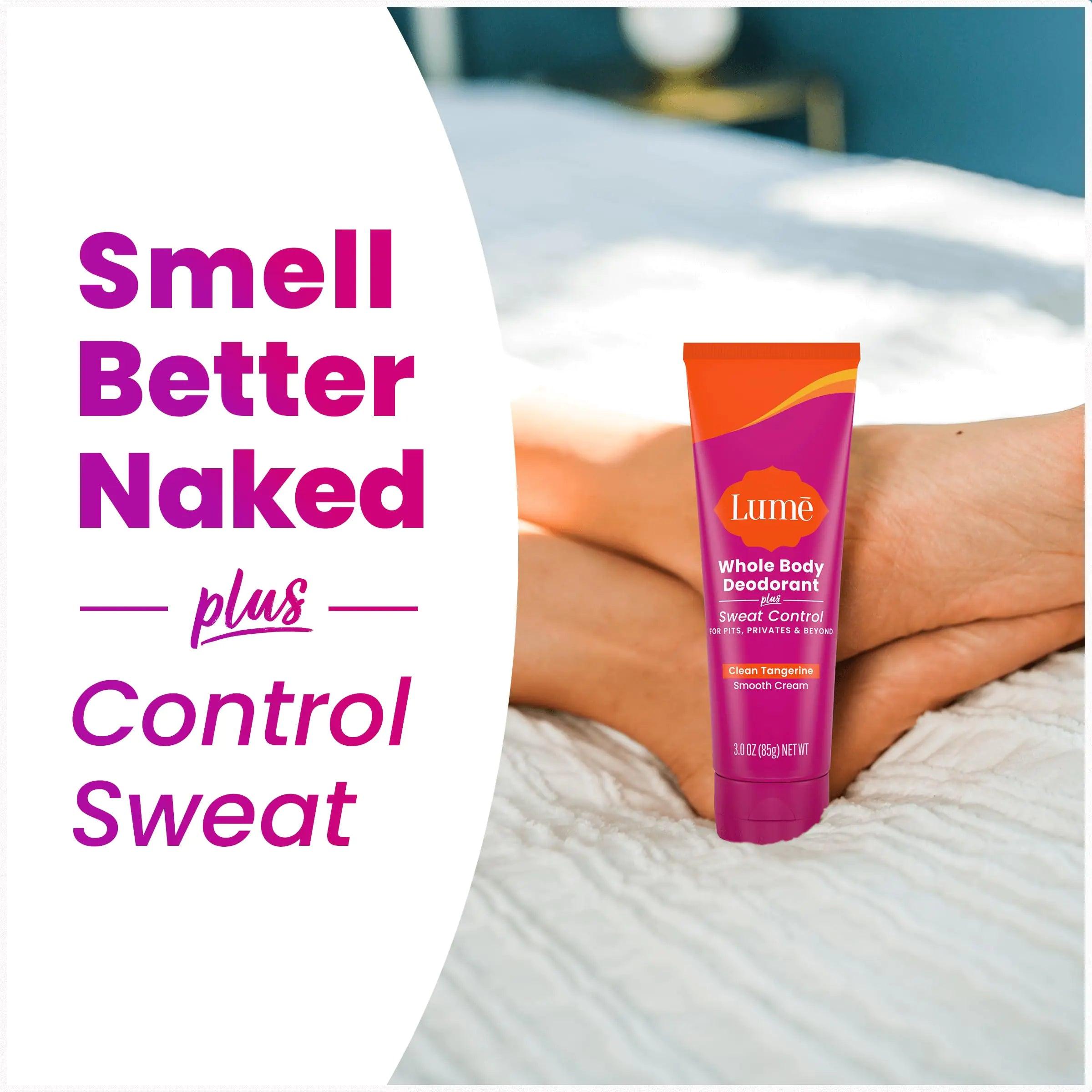 Lume Whole Body Deodorant Plus Sweat Control - Smooth Cream Tube - 72 Hour Odor And Sweat Control - Baking Soda Free, Skin Loving - 3.0 ounce (Pack of 2) (Clean Tangerine) Clean Tangerine - Evallys.com # #