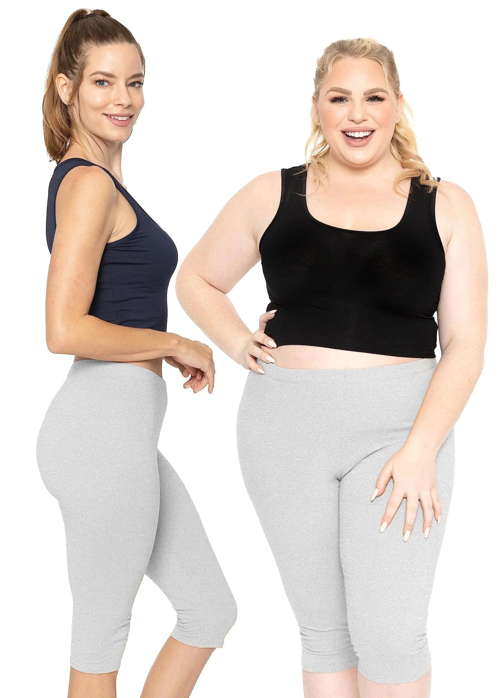 Women's and Plus Size Knee-Length and Ankle Length Leggings | X-Small- 7X Adult Knee Length Small Heather Gray - Evallys.com # #