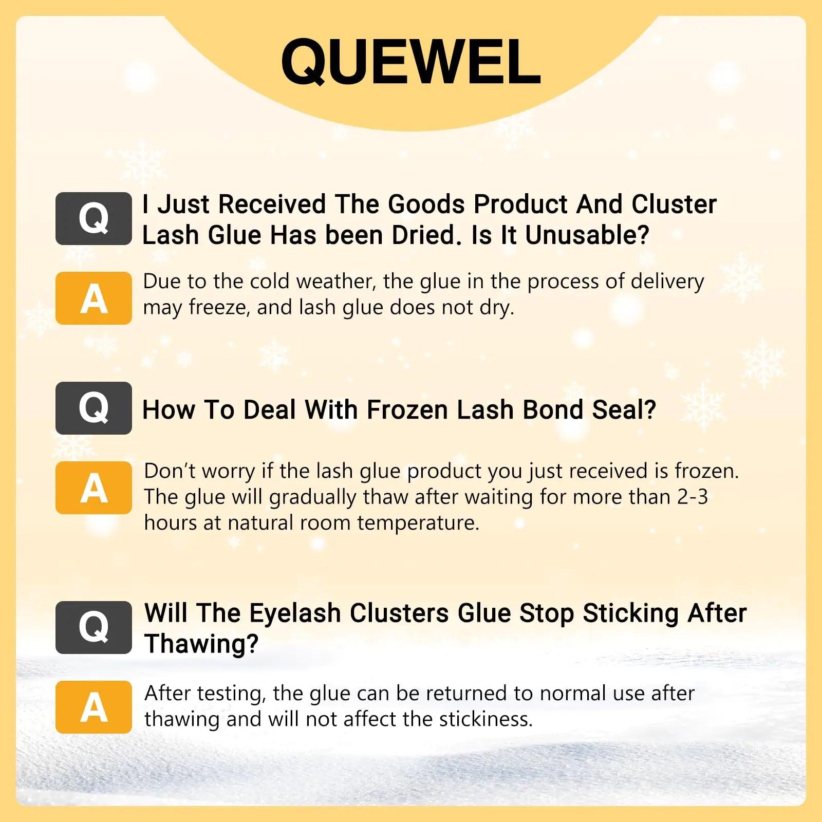 QUEWEL Lash Clusters Bond Eyelash Cluster Glue for DIY Lash Extensions, 5ML Cluster Lashes Glue Waterproof&Long Lasting, Super Strong Hold Eyelash Clusters Bond Suitable for All Day Wear (Black) Bond-Black - Evallys.com # #