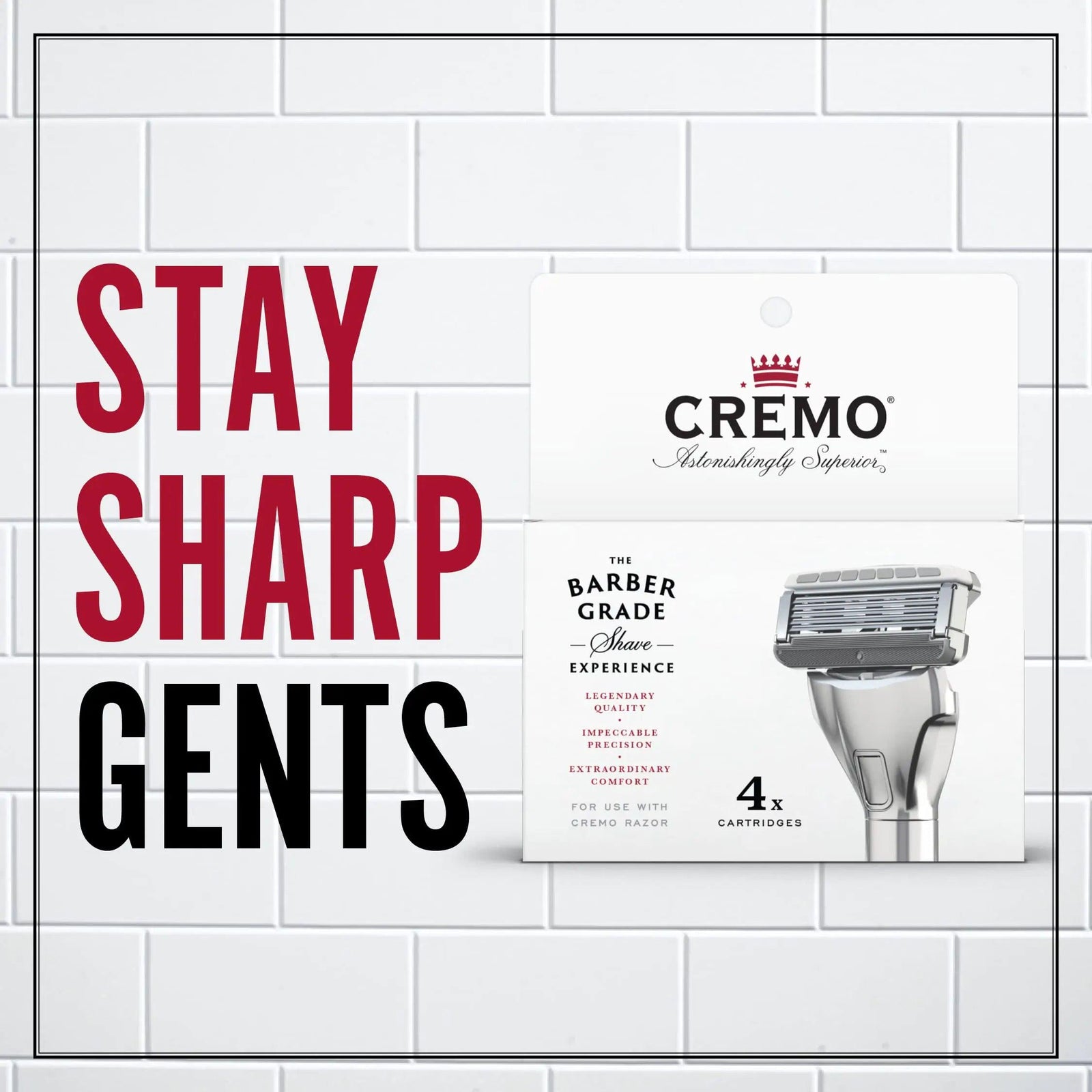 Cremo Astonishingly Superior Razor Refills, (4 Pack) & Cooling Formula Post Shave Balm, Soothes, Cools And Protects Skin From Shaving Irritation, Dryness and Razor Burn, 4 Oz Refills + Shave Balm - Evallys.com # #