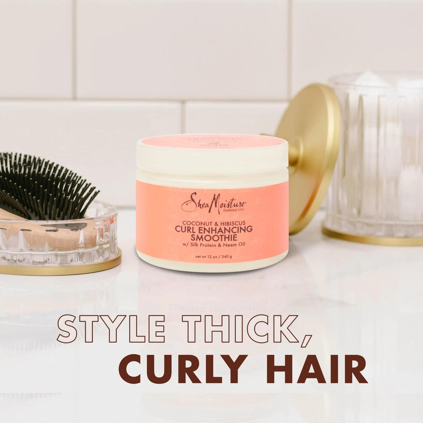 SheaMoisture Smoothie Curl Enhancing Cream Coconut and Hibiscus for Thick, Curly Hair Sulfate Free and Paraben Free 12 oz 12 Ounce (Pack of 1) - Evallys.com # #