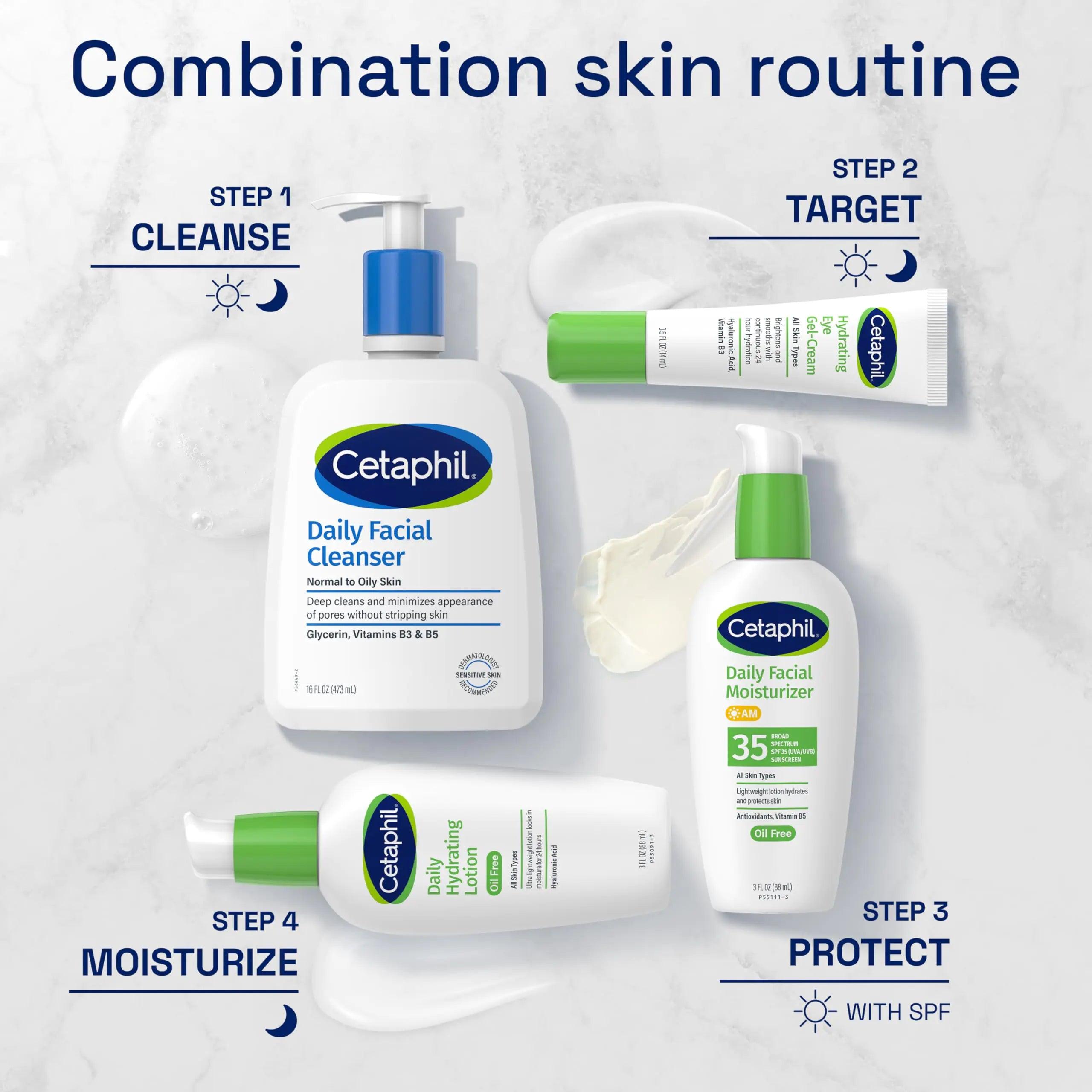 Cetaphil Face Moisturizer, Daily Oil Free Facial Moisturizer with SPF 35, For Dry or Oily Combination Sensitive Skin, Fragrance Free Face Lotion NEW, 3oz - Evallys.com # #