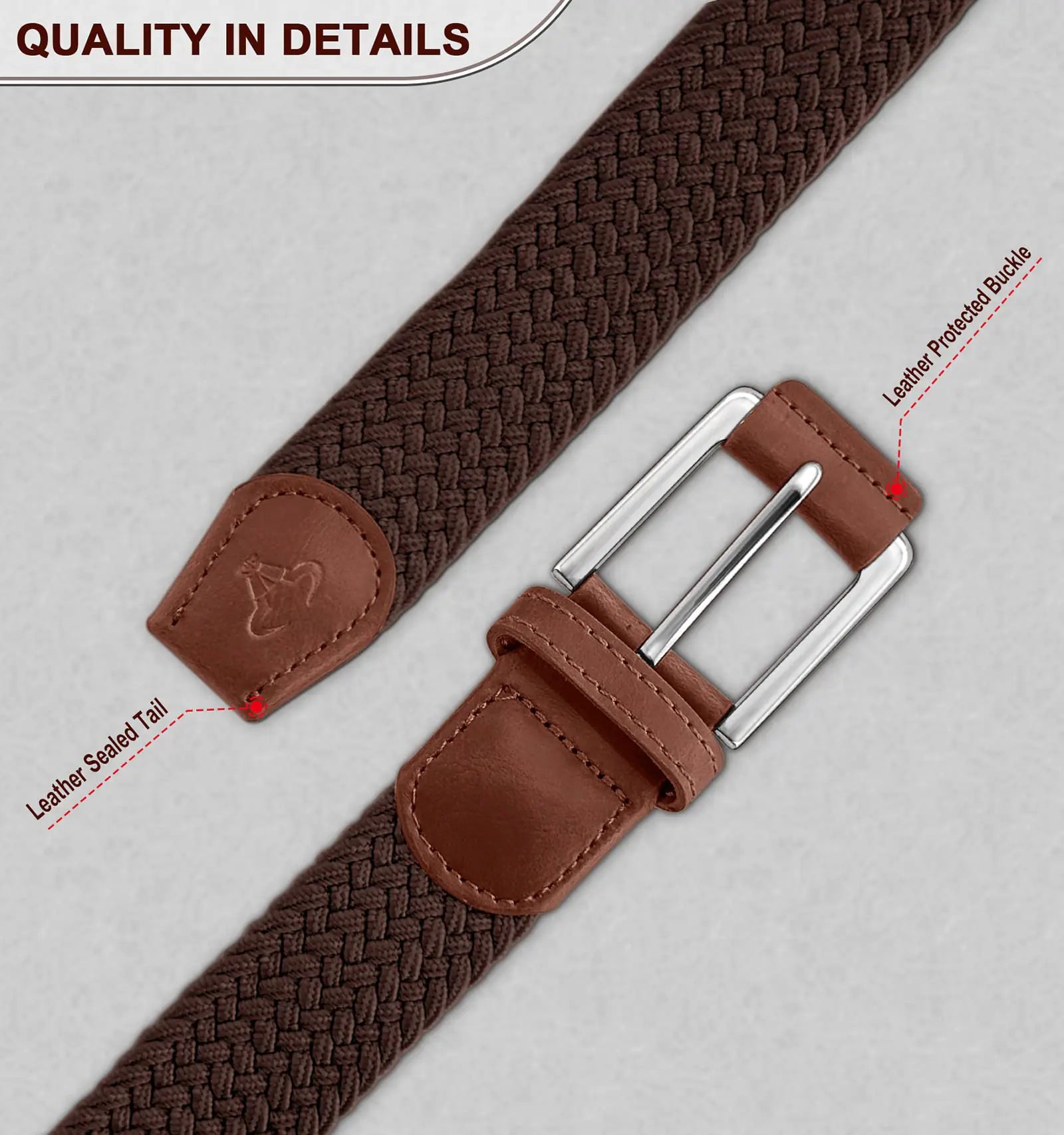 BULLIANT Stretch Belt Men,Mens Gift Woven Braided Web Belt 1 3/8 for Golf Casual Pants Shirts Jeans Dark Brown 1349 38