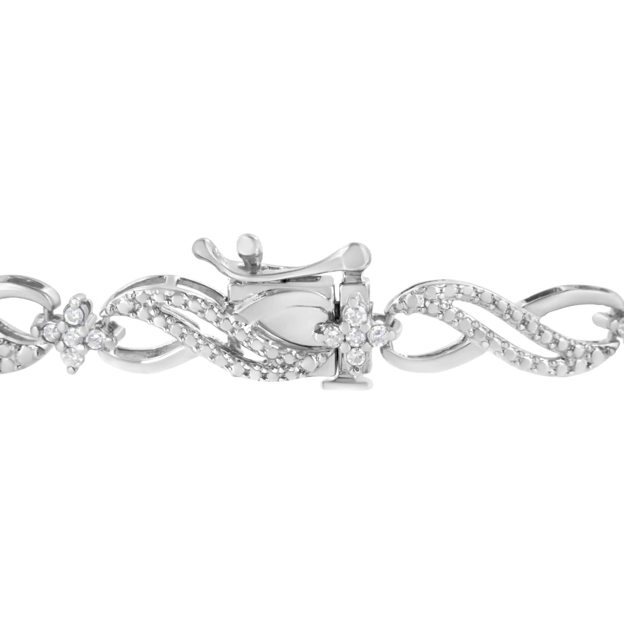 .925 Sterling Silver 1/2 cttw Prong Set Round-Cut Diamond Infinity Weave Link Bracelet (I-J Color, I2-I3 Clarity) - Size 7.25" - Evallys.com # #