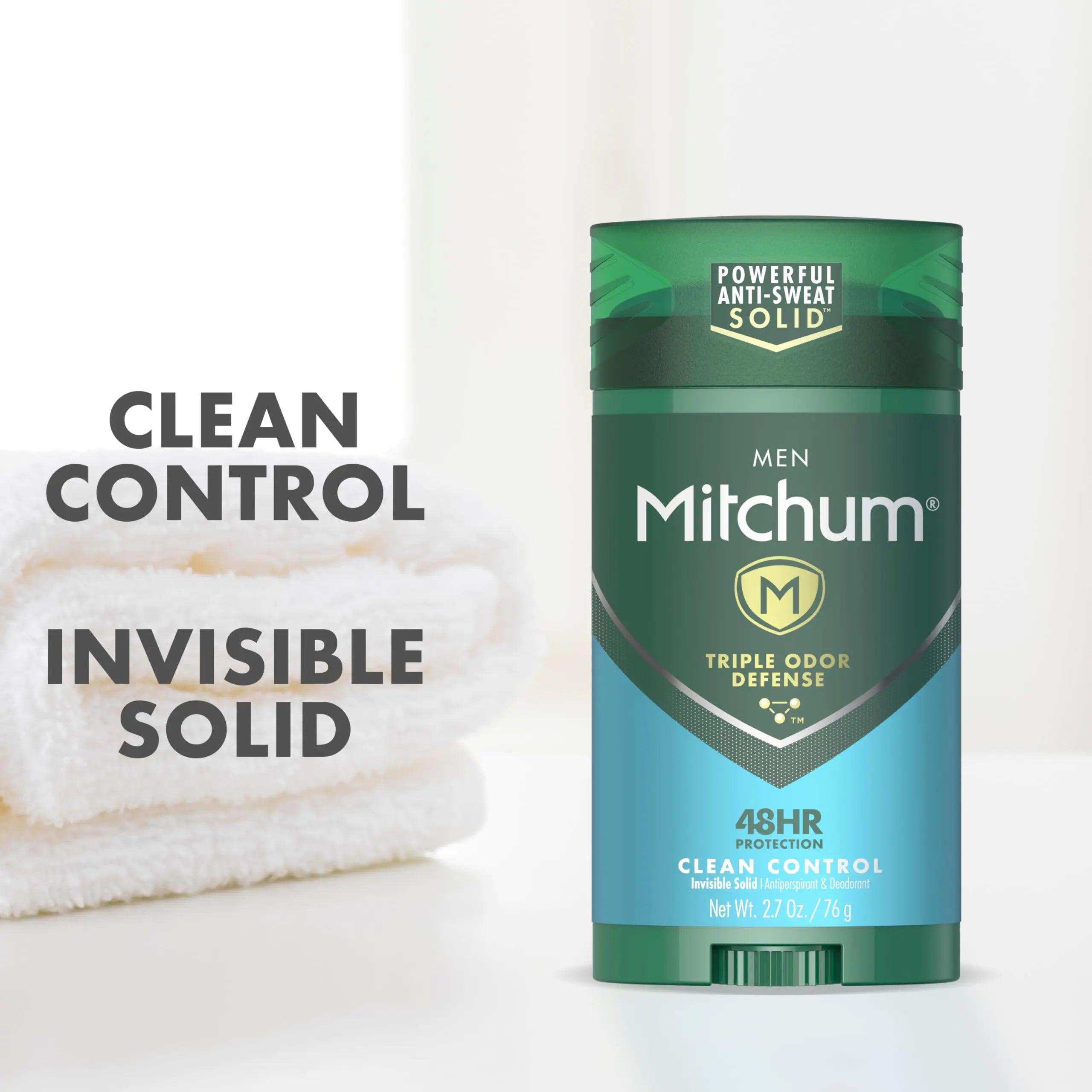 Mitchum Men's Deodorant, Antiperspirant Stick, Triple Odor Defense Invisible Solid, 48 Hr Protection, Dermatologist Tested, Clean Control, 2.7 Oz (Pack of 1) 2.7 Ounce (Pack of 1) - Evallys.com # #