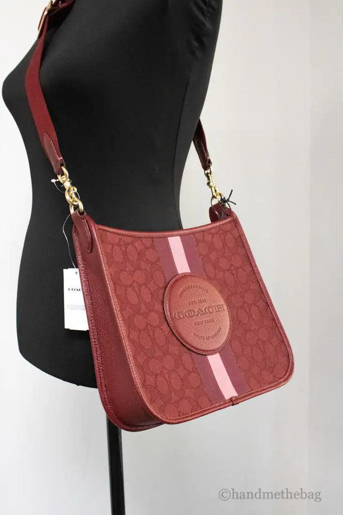 Coach Dempsey Red Apple Jacquard Canvas Patch File Crossbody - Evallys.com # #