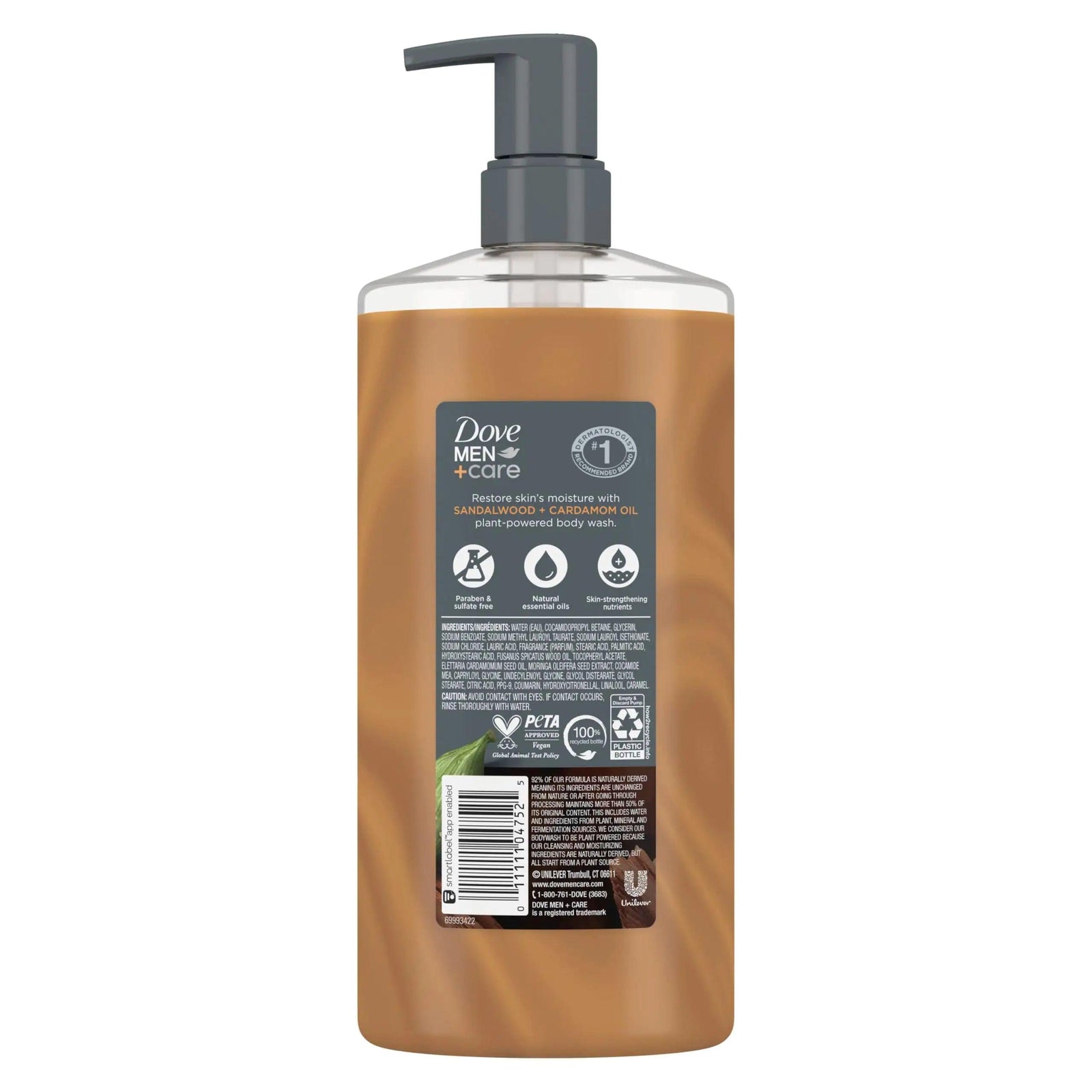 Dove Men+Care Body Wash Sandalwood + Cardamom Oil to Rebuild Skin in the Shower with Plant-Based Cleansers and Moisturizers 26 oz - Evallys.com # #