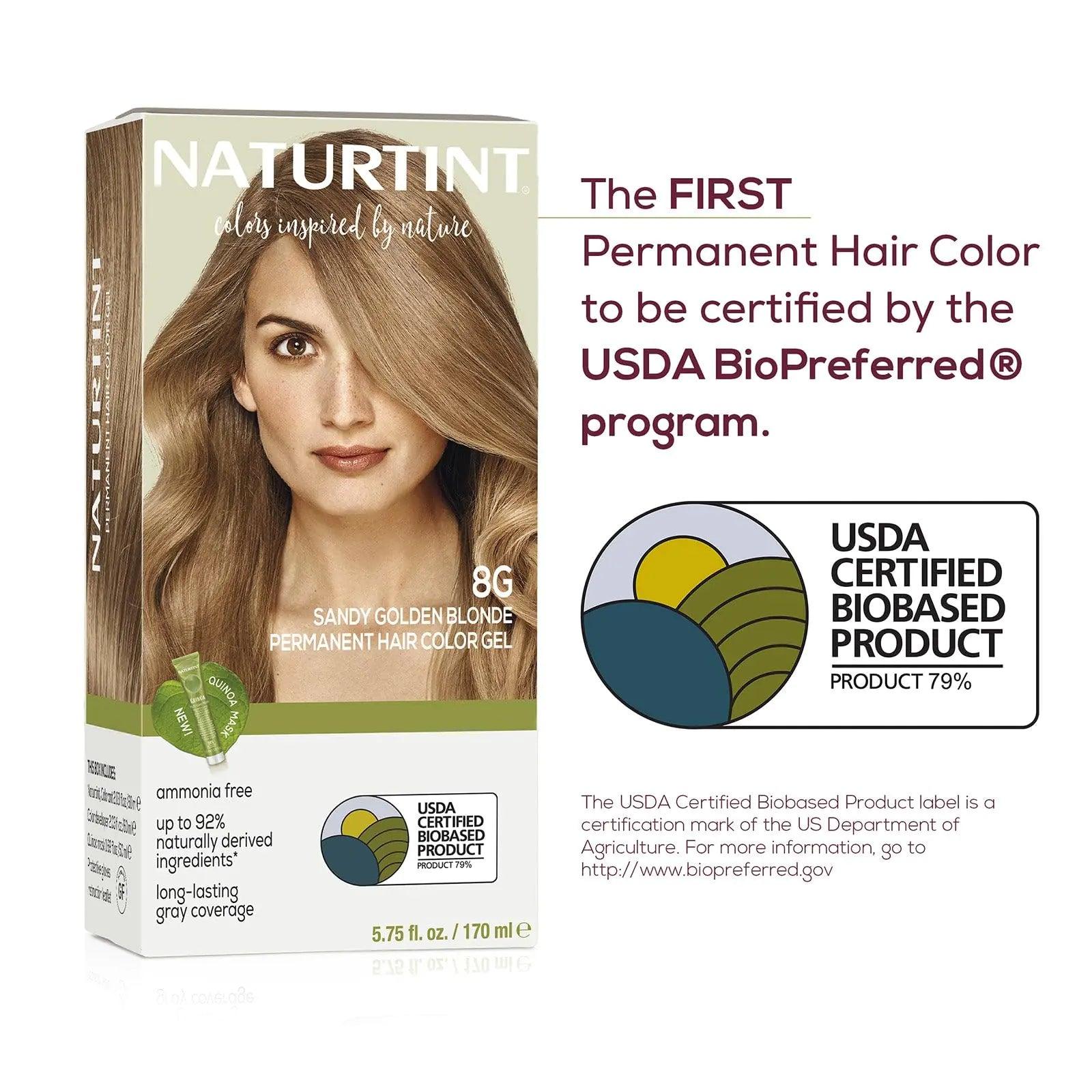 Naturtint Permanent Hair Color 8G Sandy Golden Blonde (Pack of 6), Ammonia Free, Vegan, Cruelty Free, up to 100% Gray Coverage, Long Lasting Results - Evallys.com # #