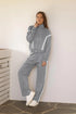 WIHOLL Lounge Sets for Women 2024 Zip Up Sweatshirt Wide Leg Sweatpants Casual 2 Piece Outfits Fashion Sweatsuits Tracksuit A Grey/White Medium - Evallys.com # #