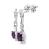 .925 Sterling Silver 6x6MM Cushion Shaped Natural Purple Amethyst and Diamond Accent Drop and Dangle Earrings (I-J Color, I1-I2 Clarity) - Evallys.com # #