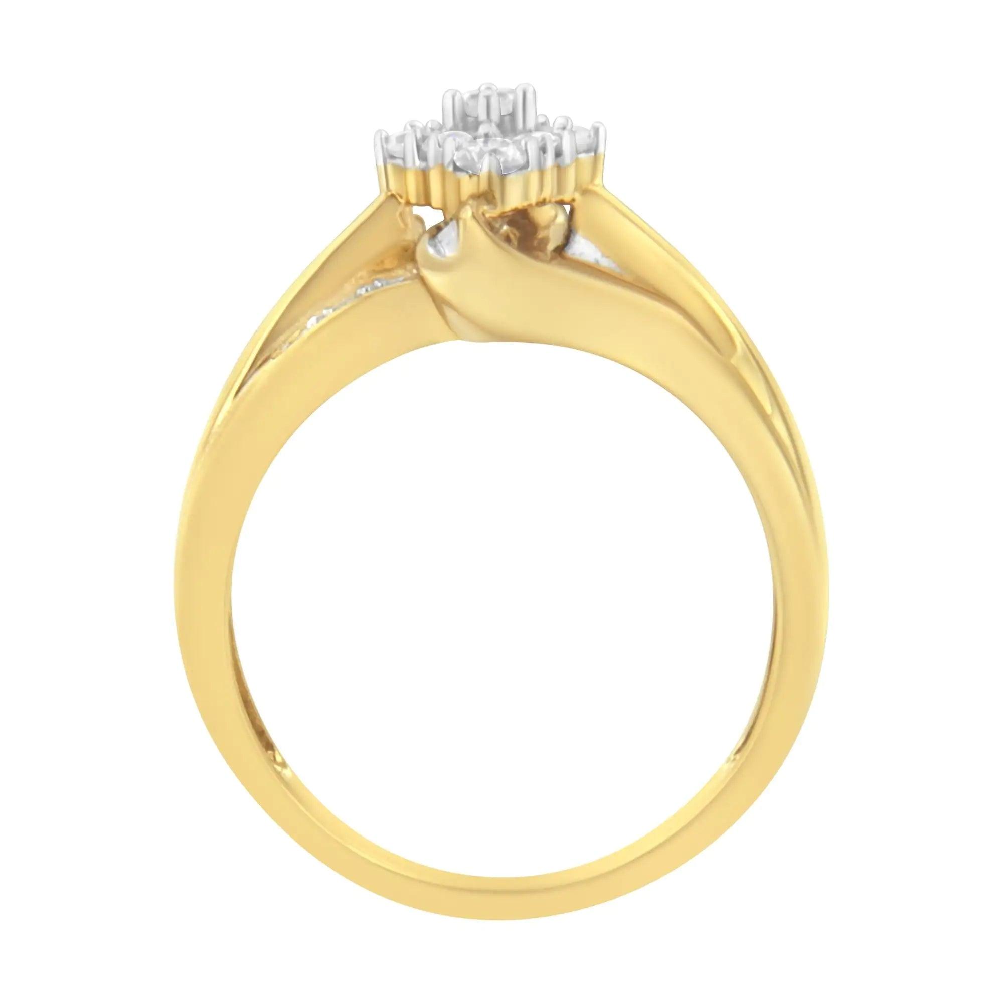 10K Yellow Gold 1/2 cttw Diamond Cluster Cocktail Ring (J-K Clarity, I1-I2 Color) - Evallys.com # #