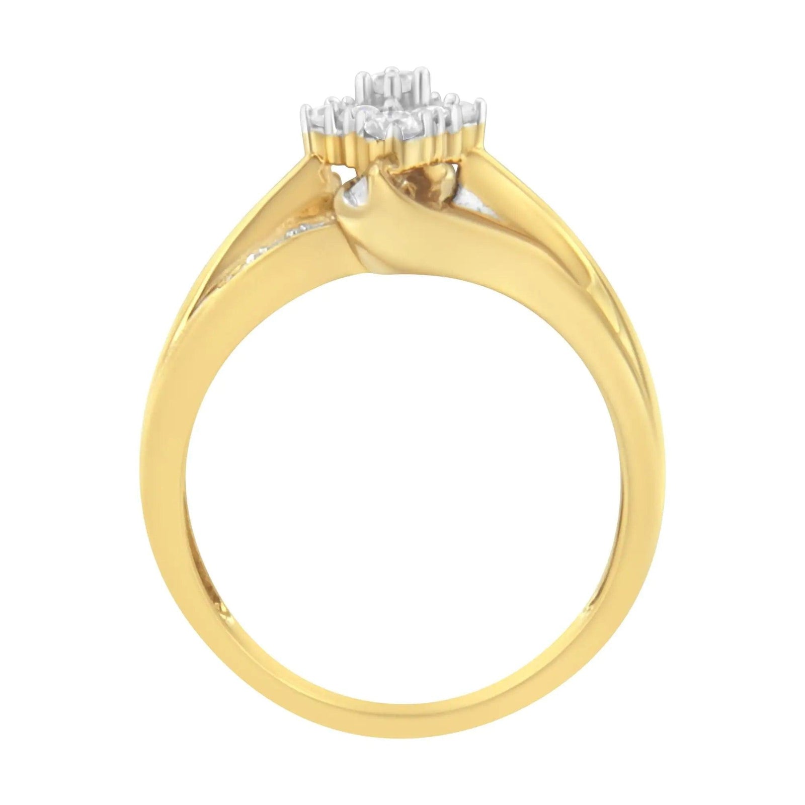 10K Yellow Gold 1/2 cttw Diamond Cluster Cocktail Ring (J-K Clarity, I1-I2 Color) - Evallys.com # #