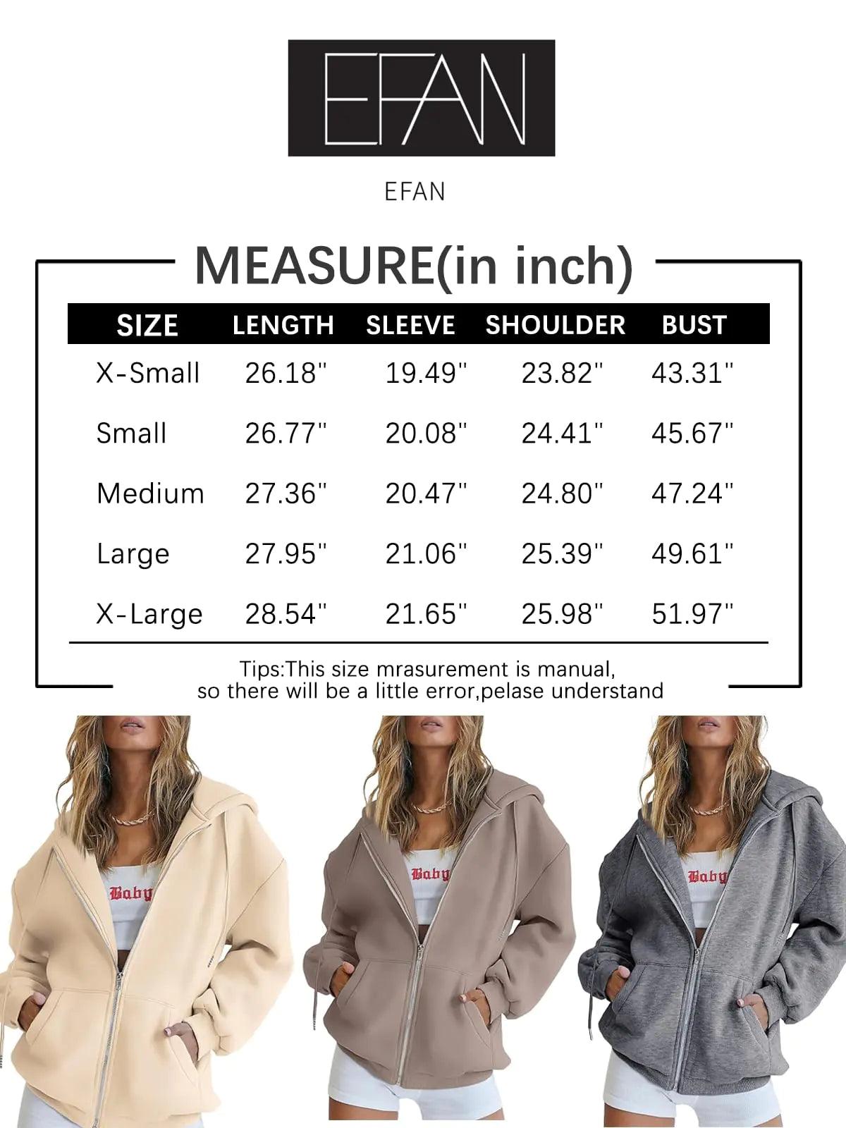 EFAN Women's Drawstring Zip Up Cute Hoodies Fall Jacket Oversized Casual Sweatshirts with Pocket X-Small Orange - Evallys.com # #