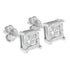 .925 Sterling Silver Miracle Set Princess-cut Diamond Solitaire Stud Earrings (H-I Color, SI2-I1 Clarity) - Evallys.com # #