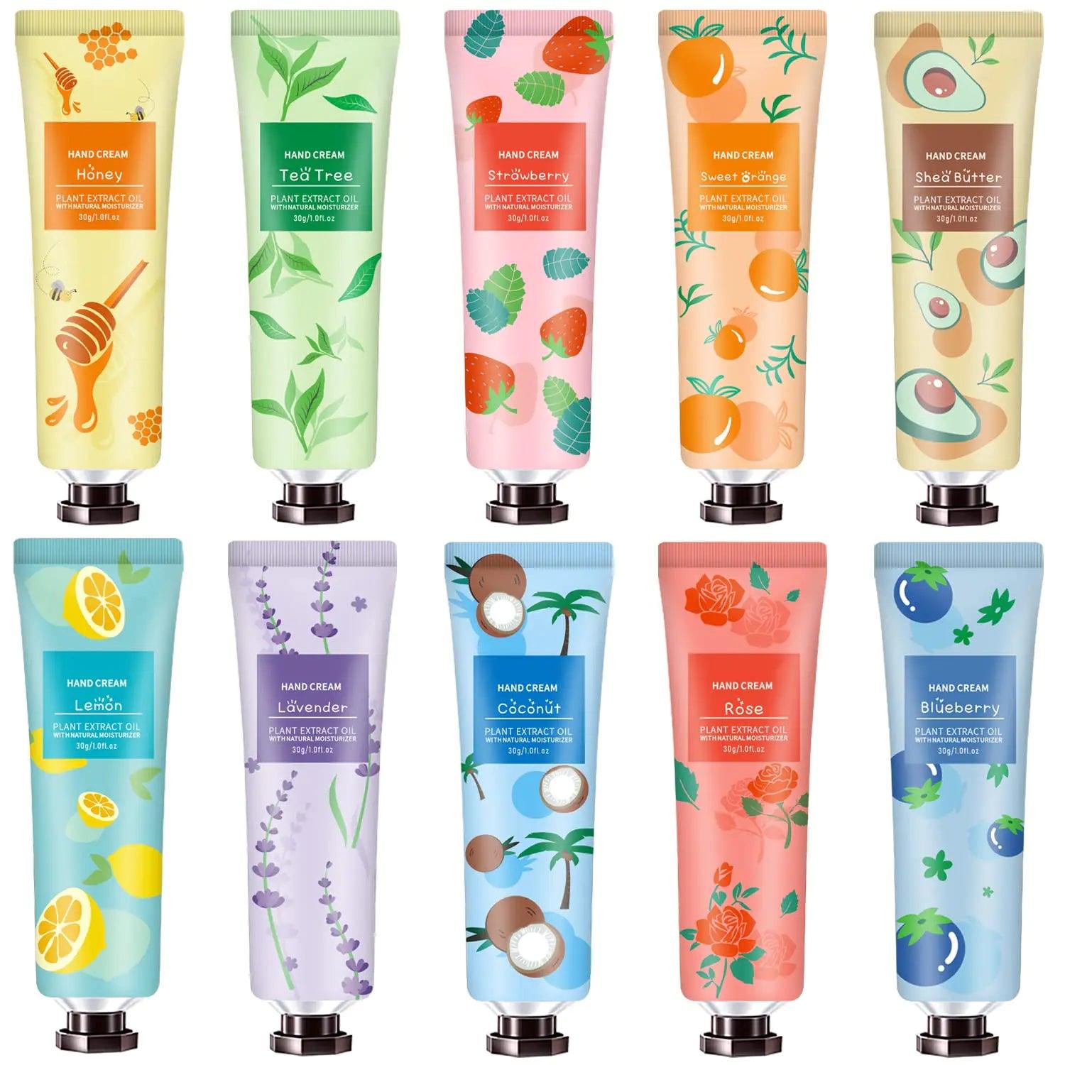 10 Pack Hand Cream for Dry Cracked Hands, Birthday Gifts for Women,Bridesmaid Gifts, Thank You Gifts,Teacher Appreciation Gifts, Natural Plant Fragrance Mini Hand Lotion Moisturizing Hand Care Cream - Evallys.com # #