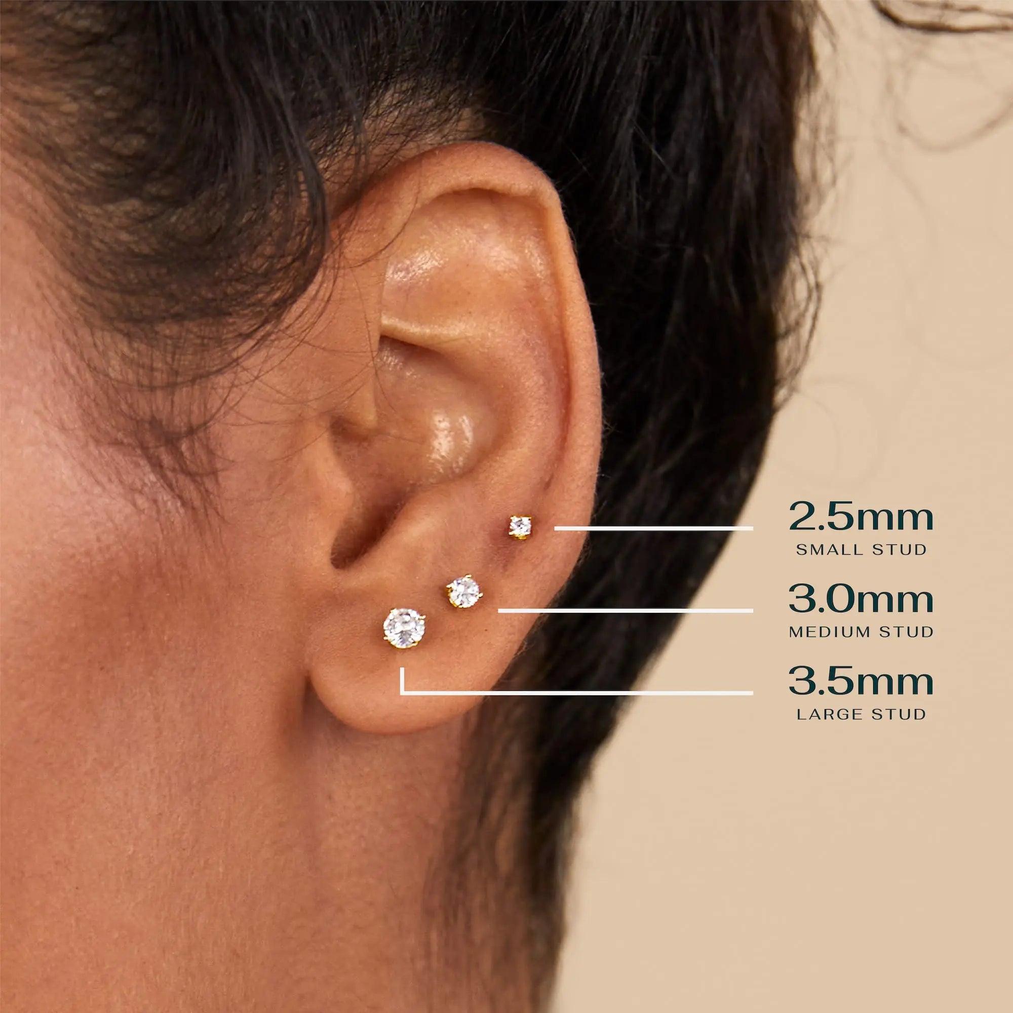 PAVOI 14K Gold Plated Solid 925 Sterling Silver Post Cubic Zirconia Stud Flat Back Earrings for Women | Cartilage Earring | Helix Piercing Jewelry | Small Stud Earrings for Women 2 Millimeters White Gold - Evallys.com # #