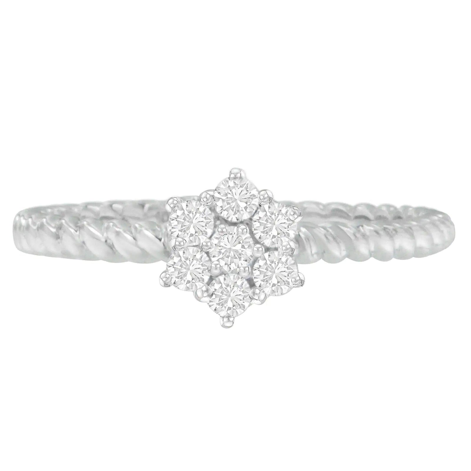 10K White Gold Diamond Cluster Ring (1/4 Cttw, H-I Color, SI1-SI2 Clarity) - Evallys.com # #