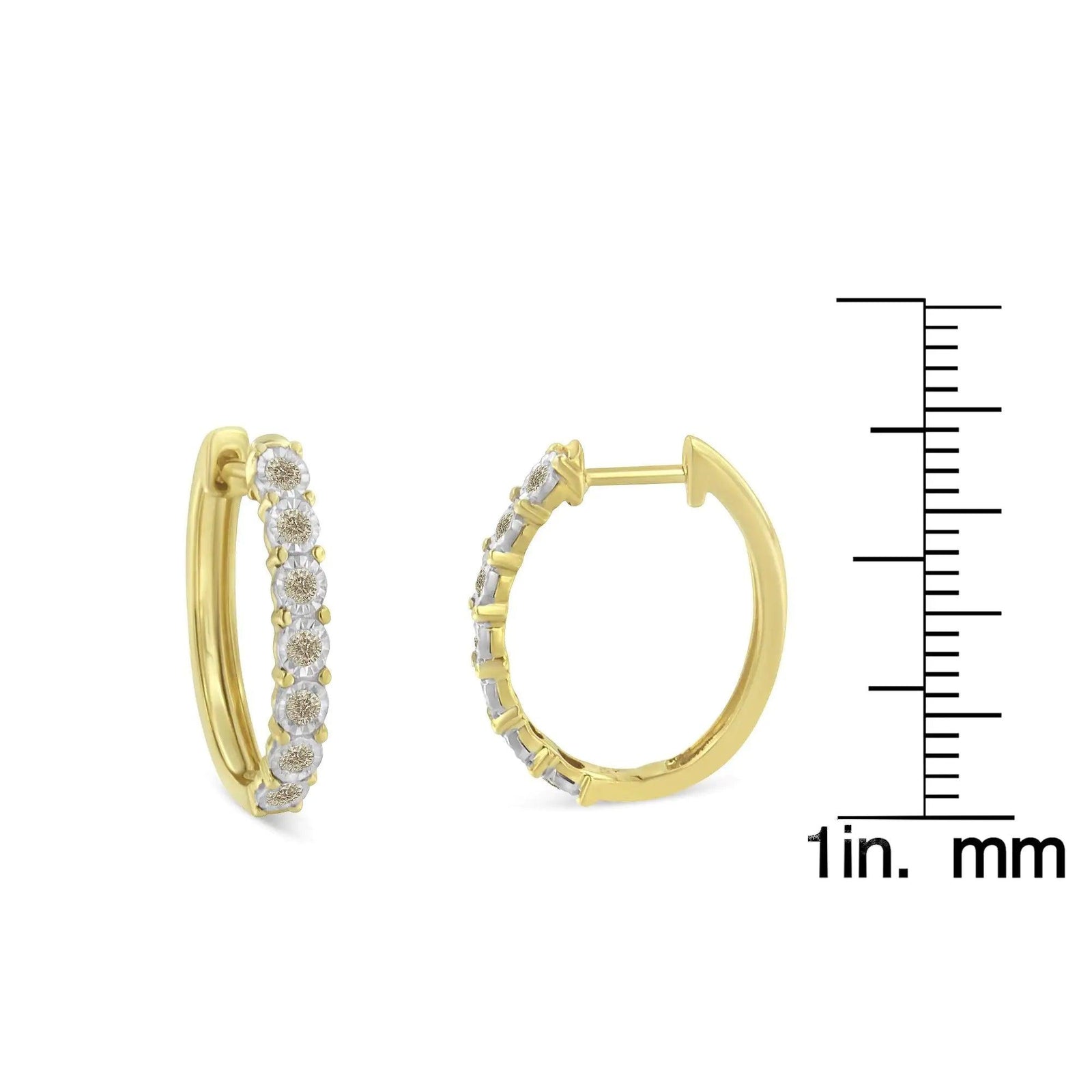 10KT Two-Toned Gold Diamond Hoop Earring (1/2 cttw, J-K Color, I2-I3 Clarity) - Evallys.com # #