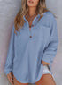 Astylish Women Waffle Knit Tops Henley Shirts Long Sleeve V Neck Solid Color Casual Tunics Large X Sky Blue - Evallys.com # #