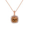 10K Rose Gold 1/4ct Diamond and 8MM Peach Morganite Gemstone Square Pendant (H-I, I1-I2) - Evallys.com # #