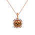 10K Rose Gold 1/4ct Diamond and 8MM Peach Morganite Gemstone Square Pendant (H-I, I1-I2) - Evallys.com # #